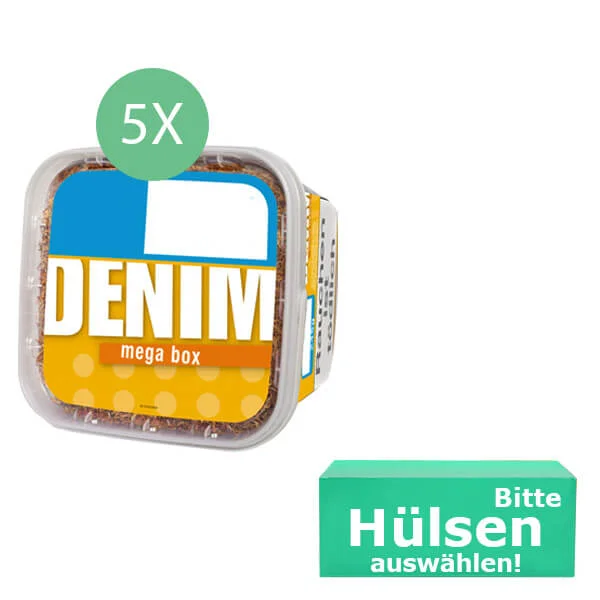 Denim Tabak 5 x Mega Box mit wählbaren Filterhülsen Denim Tabak 5 x Mega Box mit wählbaren Filterhülsen