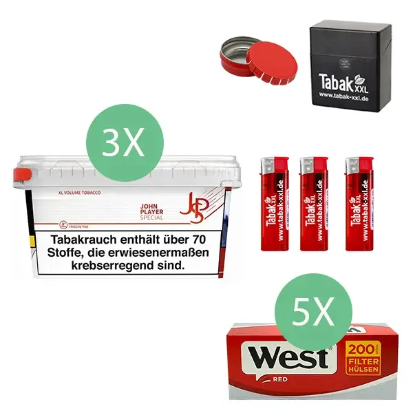 JPS John Player Tabak 3 x Mega Box mit 1000 Filterhülsen uns Etui