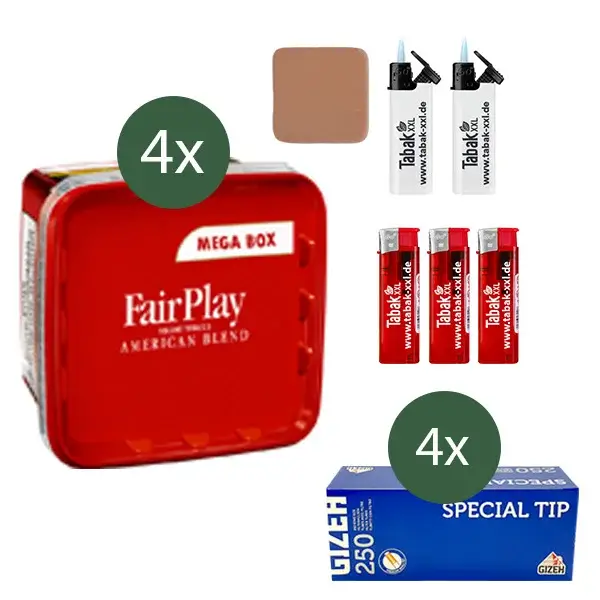 FairPlay Tabak 4 x Mega Box mit 1000 Special Size Filterhülsen