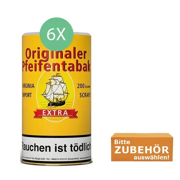 Original Tabak 6 x Dose mit wählbarem Zubehör