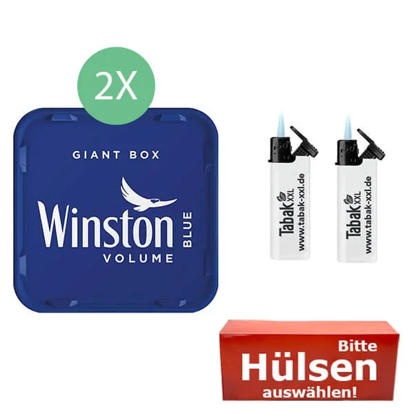 Winston Tabak Blue 2 x Giant Box mit wählbaren Filterhülsen Winston Tabak Blue 2 x Giant Box mit wählbaren Filterhülsen