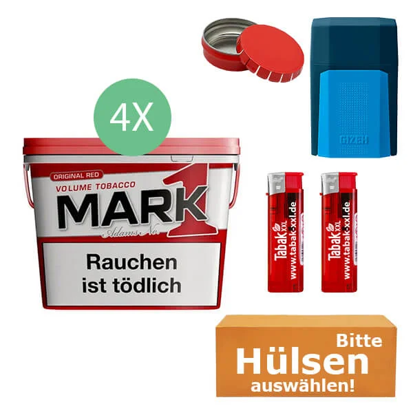 Mark 1 Tabak Red XL 4 x Eimer mit wählbaren Hülsen und Gizeh Etui Mark 1 Tabak Red XL 4 x Eimer mit wählbaren Hülsen und Gizeh Etui