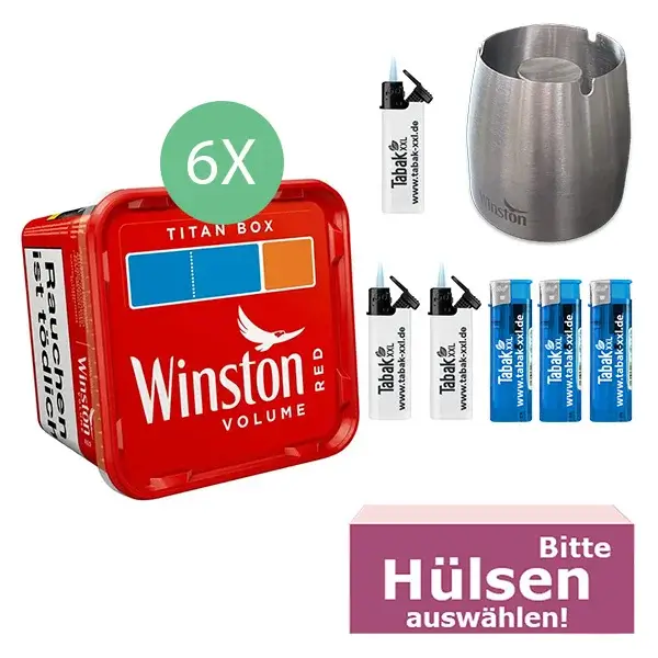 Winston Volumentabak Red 6 x Titan Box mit wählbaren Filterhülsen