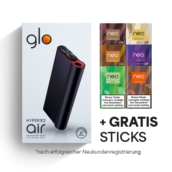 Die Glo Hyper Air in Space Navy in der Aktion mit gratis Sticks