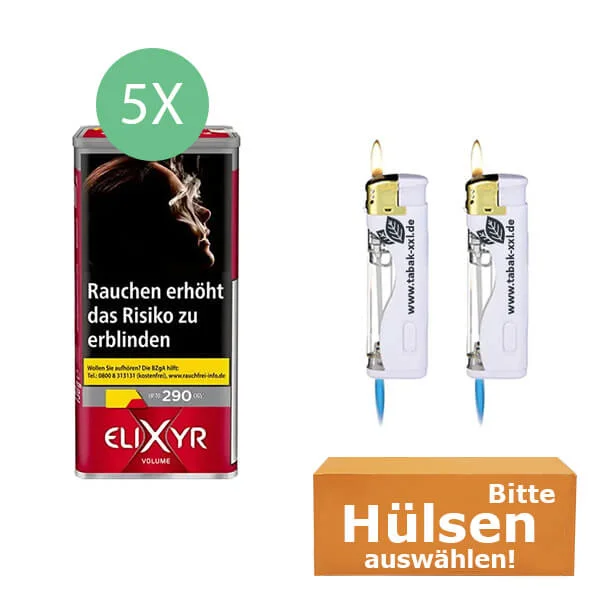 5 x Exyr Volumentabak Dose mit Led Feuerzeugen