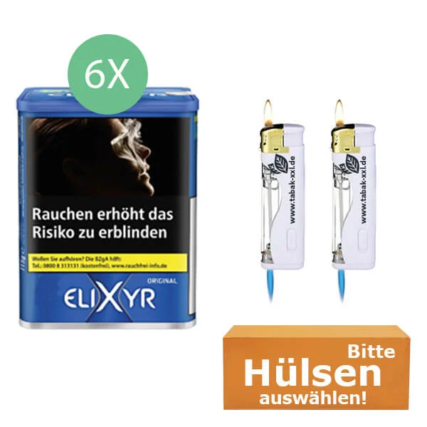 6 x Exyr Blue Dose mit Led Feuerzeugen