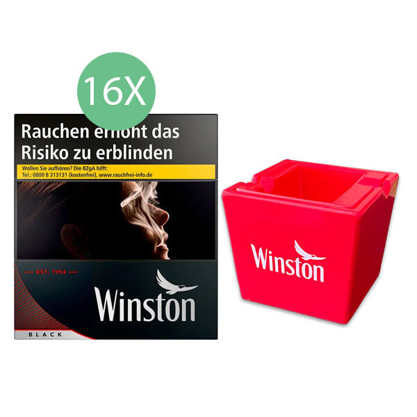 16x Winston Zigaretten Black 5XL 1x Keramikaschenbecher