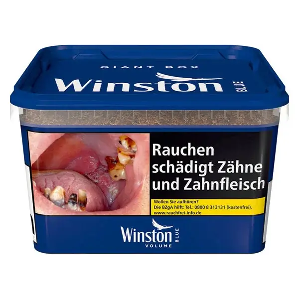 Winston Volumentabak Blue Giant Box seitlich Winston Volumentabak Blue Giant Box seitlich