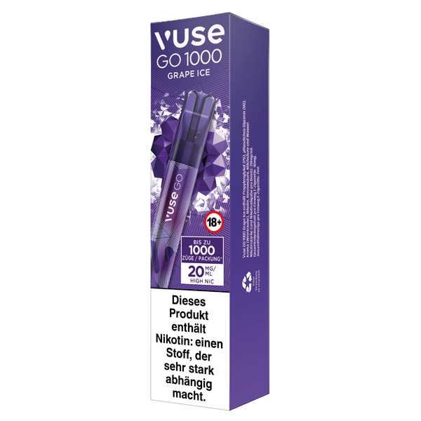 vuse go 1000 grape ice einweg e-zigarette 20 mg links