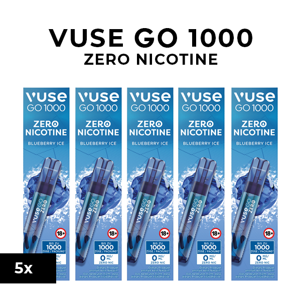 VUSE Go 1000 Zero Nicotine Blueberry Ice 5x