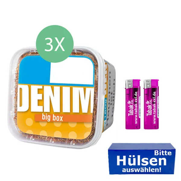 Denim Tabak 3 x Big Box mit wählbaren Hülsen Denim Tabak 3 x Big Box mit wählbaren Hülsen