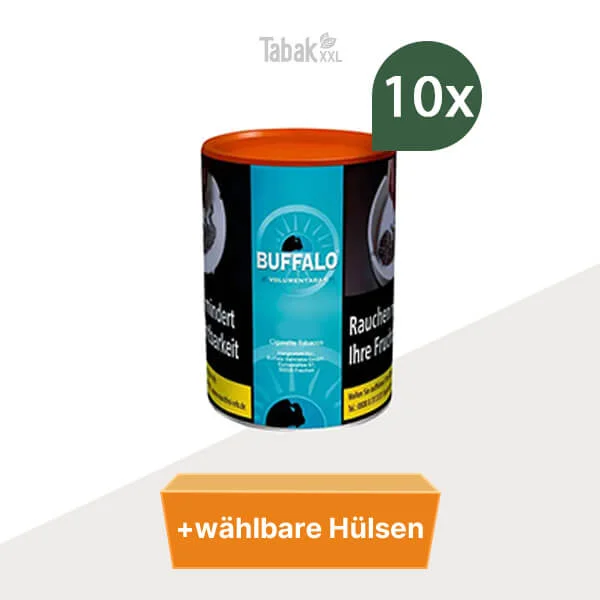 10x Buffalo Volumentabak Blue Dose mit wählbarem Hülsen
