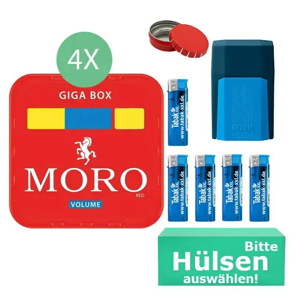 Moro Tabak 4 x Giga Box mit wählbaren Hülsen und Gizeh Etui