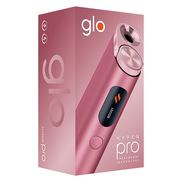 Die Glo Hyper Pro in der Farbe Quartz Rose in Verpackung vertikal ausgerichtet im Aktionspack mit Sticks