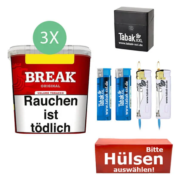Break Tabak Red 3 x Giga Box mit wählbaren Hülsen und Etui Break Tabak Red 3 x Giga Box mit wählbaren Hülsen und Etui