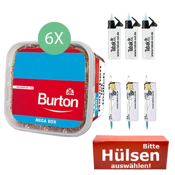 Burton Tabak Red 6 x Mega Box mit wählbaren Filterhülsen Burton Tabak Red 6 x Mega Box mit wählbaren Filterhülsen