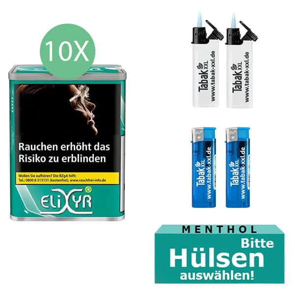 10 x Exyr Menthol Tabak Dose mit Feuerzeugen