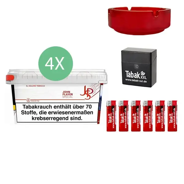 JPS John Player Tabak 4 x Mega Box mit Glasaschenbecher