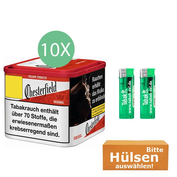 Chesterfield Tabak Red 10 x Dose mit wählbaren Filterhülsen Chesterfield Tabak Red 10 x Dose mit wählbaren Filterhülsen