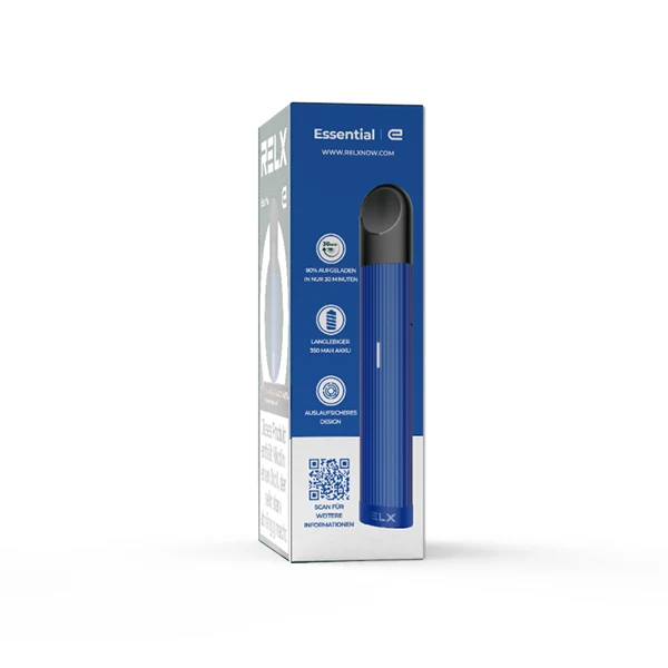Relx E-Zigarette Essential Blue 350 mAh Mehrweg Verpackung Relx E-Zigarette Essential Blue 350 mAh Mehrweg Verpackung