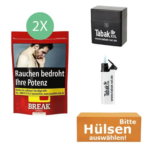 Break Original Volumentabak 2 x Beutel mit wählbaren Filterhülsen und Etui