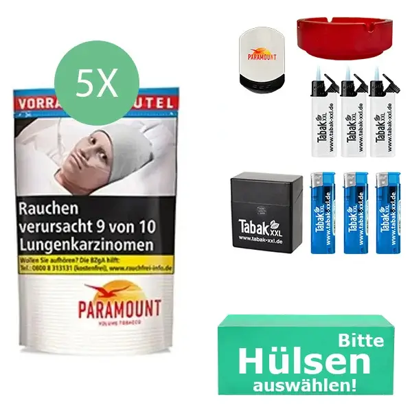 Paramount Volumentabak Red 5x Beutel mit wählbarem Zubehör und Etui 