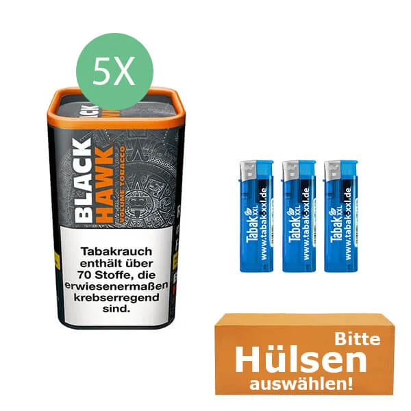 Black Hawk Tabak XL 5 x Dose mit wählbaren Filterhülsen Black Hawk Tabak XL 5 x Dose mit wählbaren Filterhülsen