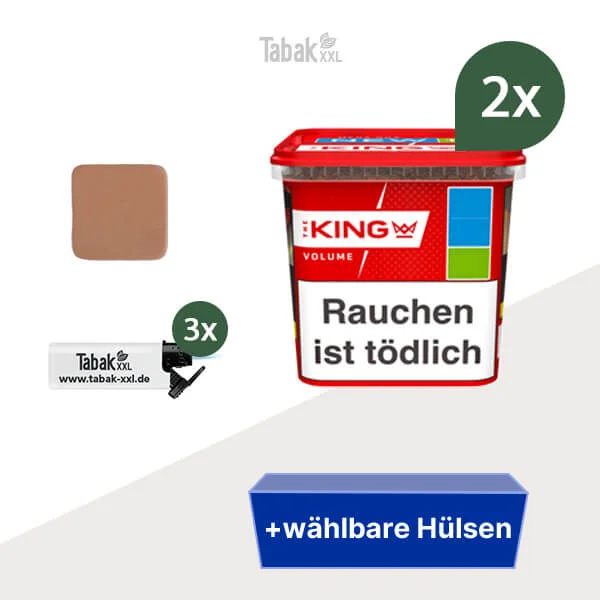 2x-king-volumentabak-blue-mit-wahlbaren-huelsen-und-sturmfeuerzeuge 2x-king-volumentabak-blue-mit-wahlbaren-huelsen-und-sturmfeuerzeuge