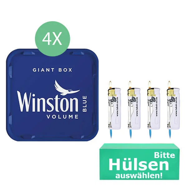 Winston Tabak Blue 4 x Giant Box mit wählbaren Hülsen