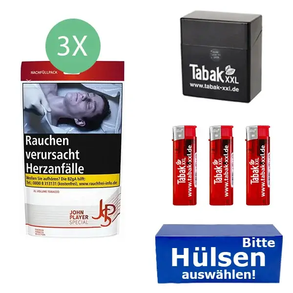 3 Jps Tabak Beutel mit wählbaren Hülsen und Etui