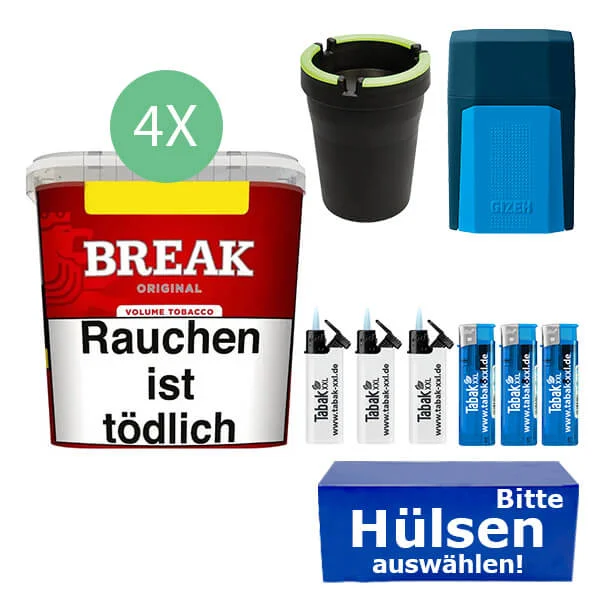 Break Tabak Red 4 x Giga Box mit wählbaren Hülsen und Etui Break Tabak Red 4 x Giga Box mit wählbaren Hülsen und Etui