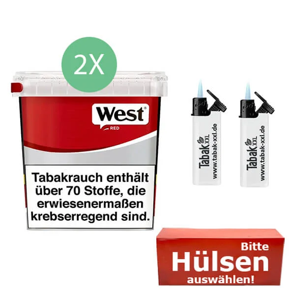 West Tabak Red 2 x Giga Box mit wählbaren Hülsen West Tabak Red 2 x Giga Box mit wählbaren Hülsen