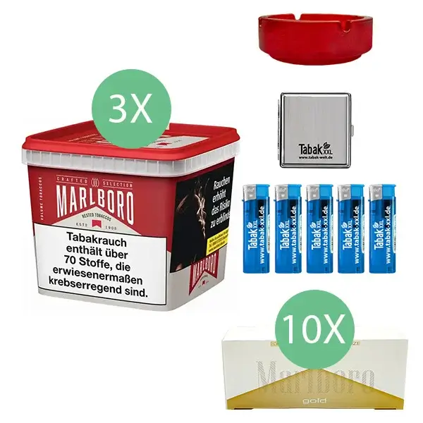 Marlboro Tabak 3 x Mega Box mit 2000 King Size Filterhülsen