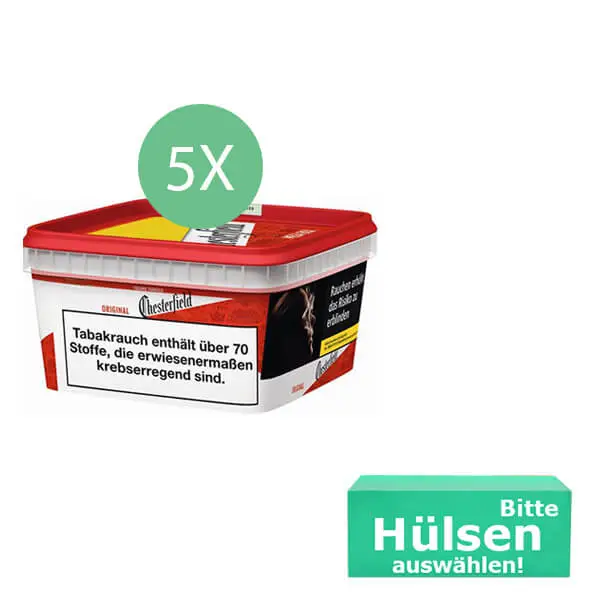 Chesterfield Tabak Red 5 x Mega Box mit wählbaren Filterhülsen