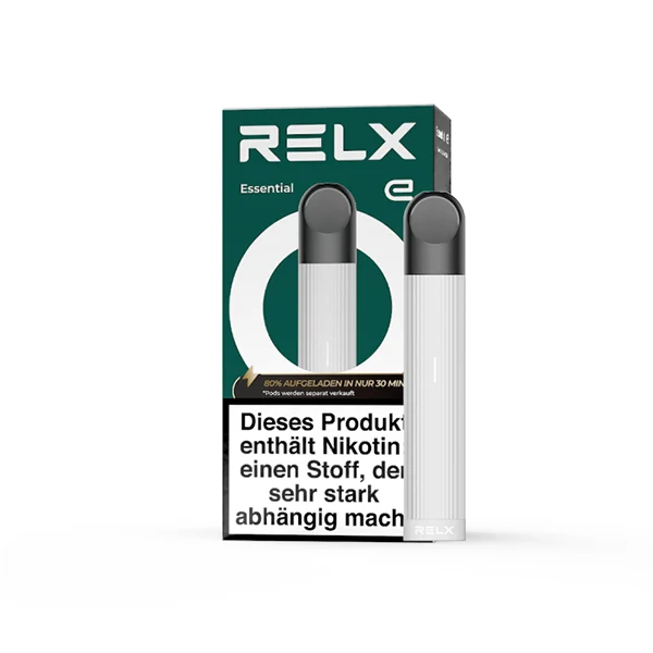 Relx E-Zigarette Essential White 350 mAh Mehrweg Verpackung+Stick