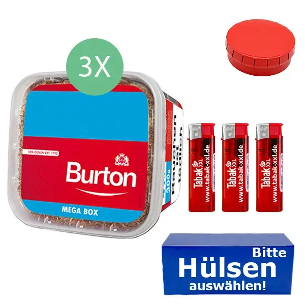 3 x Burton Mega Box mit Hülsen uns Feuerzeugen