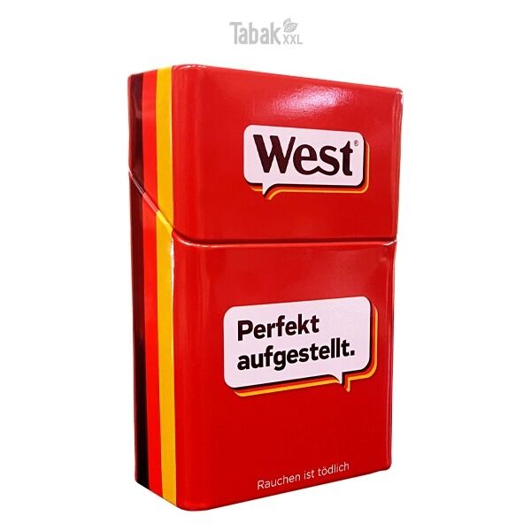 3x West Yellow Volumentabak Mega Box mit wählbaren Hülsen und Metall Zigarettenbox