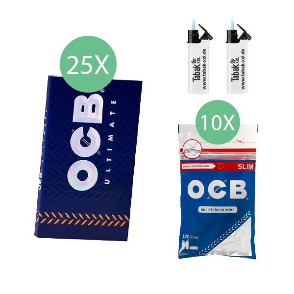 25x-ocb-blaettchen-ultimate-double-100-blatt-+-10x-ocb-slim-filter-+-2x-sturmfeuerzeuge