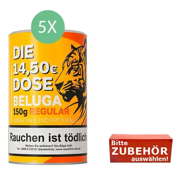 Beluga Regular Tabak 5 x Dose mit wählbaren Hülsen