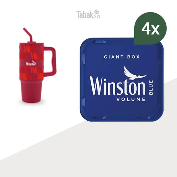 4x Winston Volumentabak Blue Giant Box mit Trinkbecher