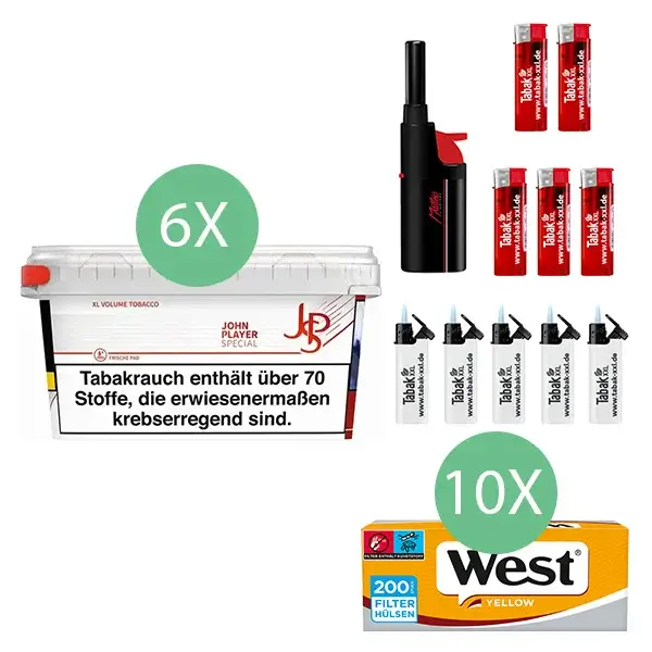 JPS John Player Tabak 6 x Mega Box mit 2000 Filterhuelsen JPS John Player Tabak 6 x Mega Box mit 2000 Filterhuelsen