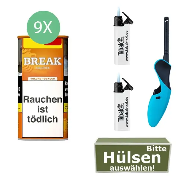 Break Tabak XXL Orange 9 x Dose mit wählbaren Hülsen Break Tabak XXL Orange 9 x Dose mit wählbaren Hülsen