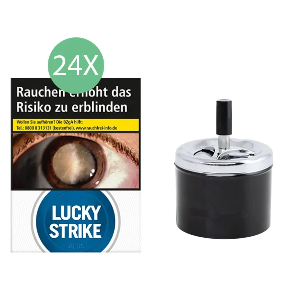 24x Lucky Strike Zigaretten Blue Giga 1x Aschenbecher