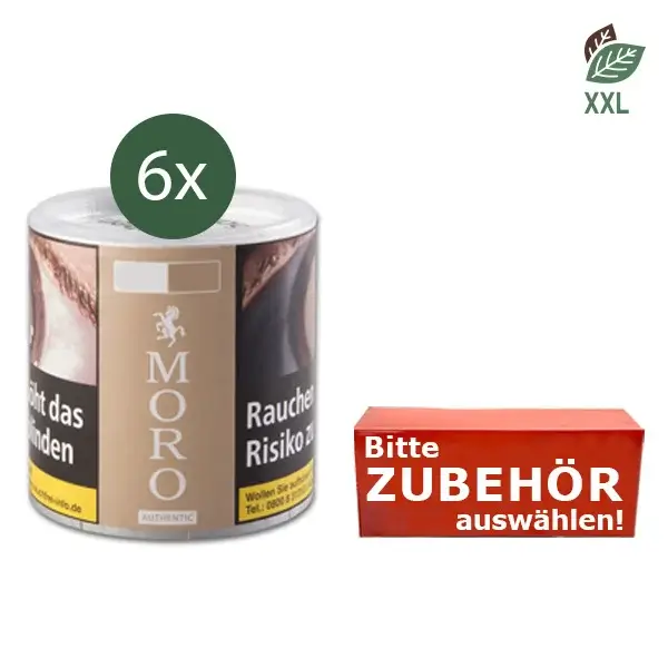 6x Moro Feinschnitt-Tabak Authentic Dose mit wählbarem Zubehör