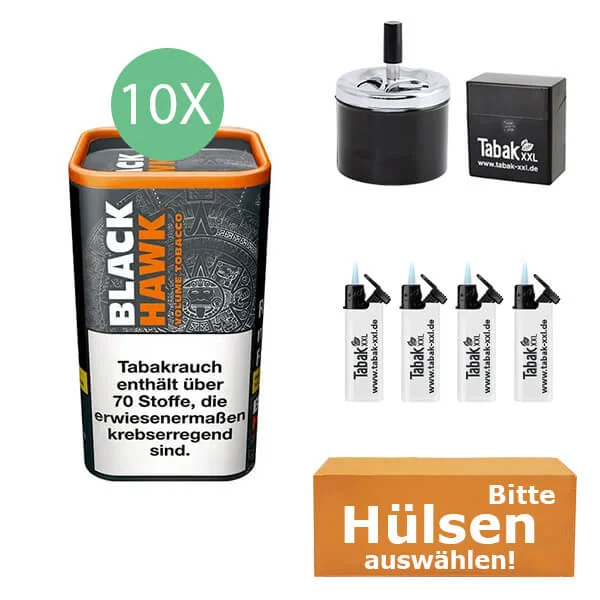 Black Hawk Tabak XL 10 x Dose mit wählbaren Filterhülsen Black Hawk Tabak XL 10 x Dose mit wählbaren Filterhülsen
