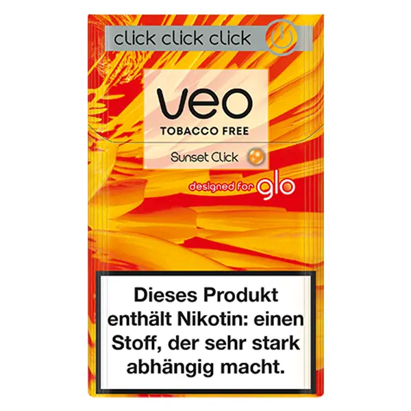 Die nikotinfreien veo Sticks for glo im Geschmack Sunset Click