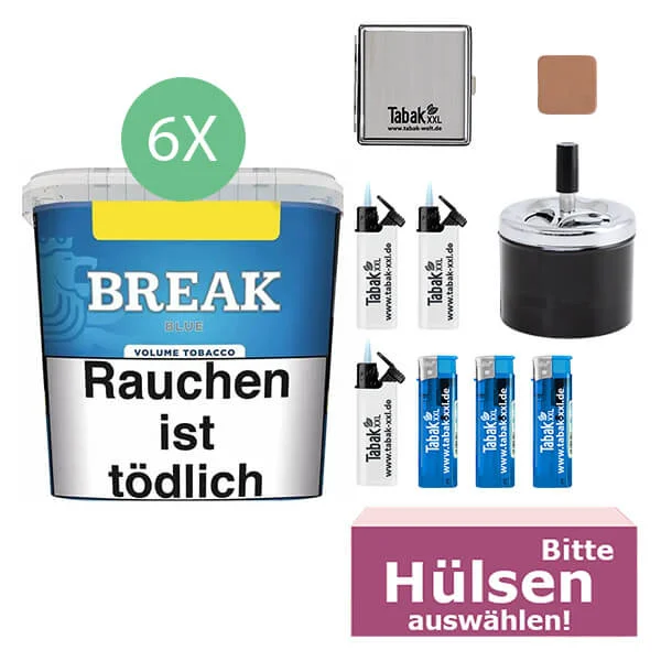 Break Tabak Blue 6 x Giga Box mit wählbaren Hülsen