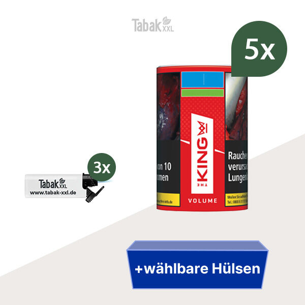 5x-king-volumentabak-dose-mit-wahlbaren-huelsen-und-sturmfeuerzeuge 5x-king-volumentabak-dose-mit-wahlbaren-huelsen-und-sturmfeuerzeuge