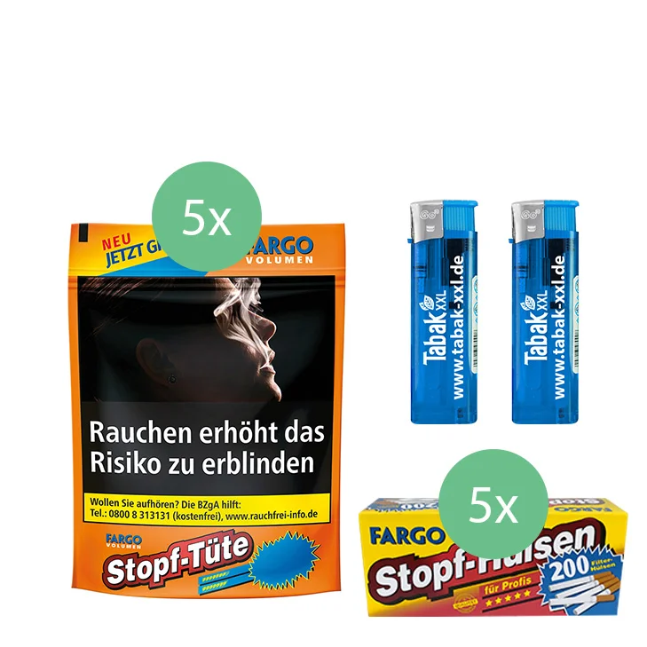 Fargo Tabak 5 x Stopf-Tüte Orange mit 1000 Filterhülsen Fargo Tabak 5 x Stopf-Tüte Orange mit 1000 Filterhülsen