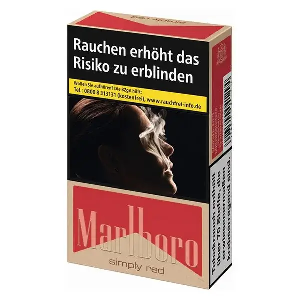 Die Marlboro Simply Red Zigaretten im original Pack.